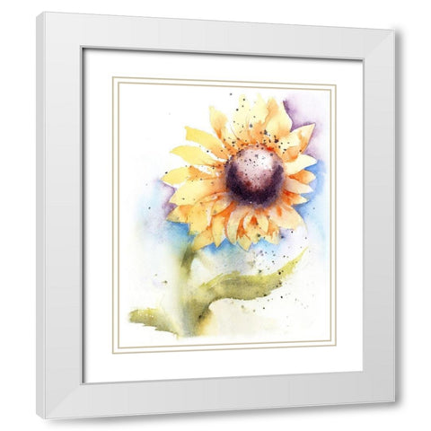 Sunflower II White Modern Wood Framed Art Print with Double Matting by Shefranov, Olga