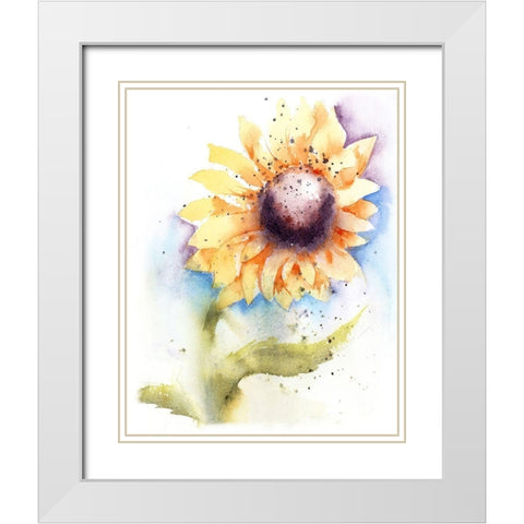 Sunflower II White Modern Wood Framed Art Print with Double Matting by Shefranov, Olga