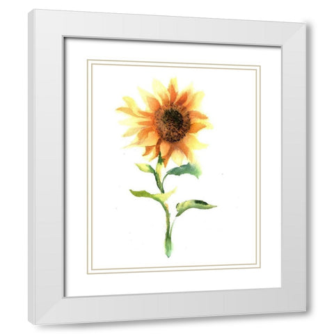 Sunflower III White Modern Wood Framed Art Print with Double Matting by Shefranov, Olga
