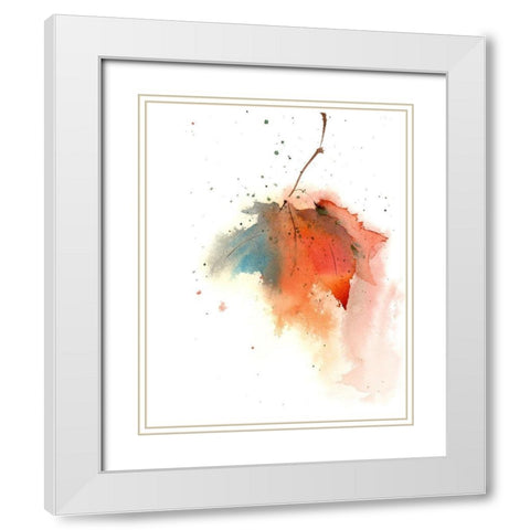 Fall Leaves I White Modern Wood Framed Art Print with Double Matting by Shefranov, Olga