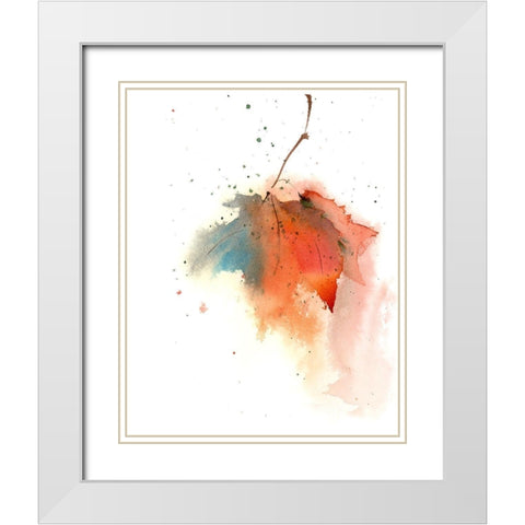 Fall Leaves I White Modern Wood Framed Art Print with Double Matting by Shefranov, Olga