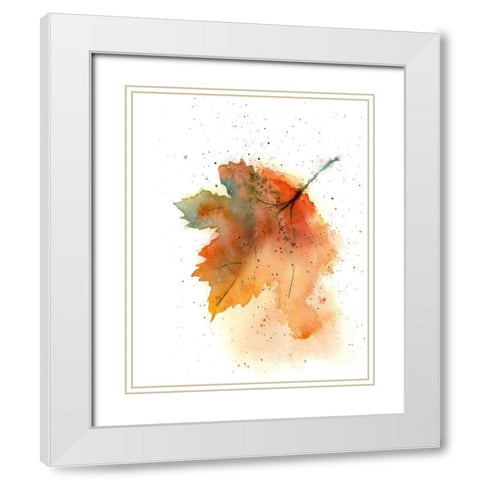 Fall Leaves II White Modern Wood Framed Art Print with Double Matting by Shefranov, Olga
