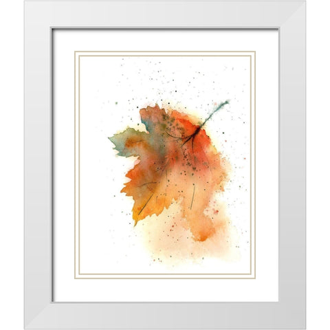 Fall Leaves II White Modern Wood Framed Art Print with Double Matting by Shefranov, Olga