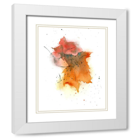 Fall Leaves IV White Modern Wood Framed Art Print with Double Matting by Shefranov, Olga