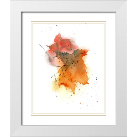 Fall Leaves IV White Modern Wood Framed Art Print with Double Matting by Shefranov, Olga