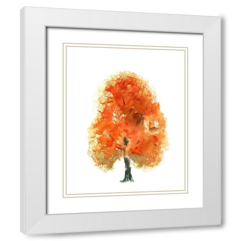 Fall Tree I White Modern Wood Framed Art Print with Double Matting by Shefranov, Olga