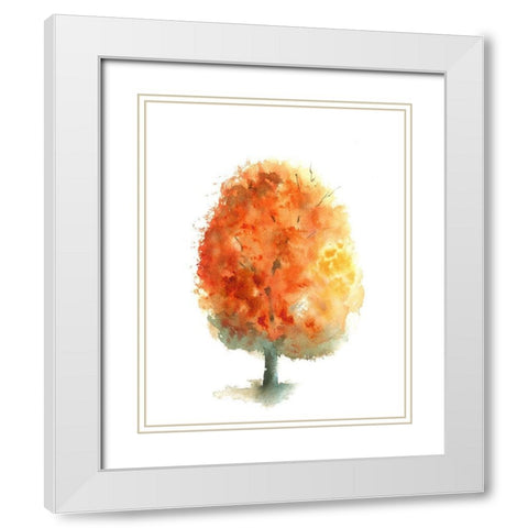 Fall Tree II White Modern Wood Framed Art Print with Double Matting by Shefranov, Olga