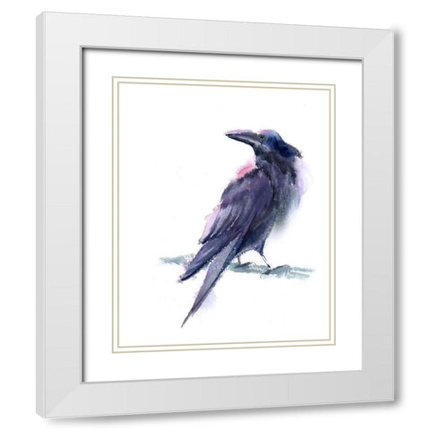 Crow II White Modern Wood Framed Art Print with Double Matting by Shefranov, Olga