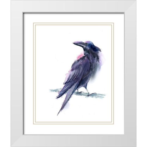 Crow II White Modern Wood Framed Art Print with Double Matting by Shefranov, Olga