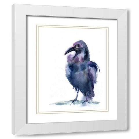 Crow IV White Modern Wood Framed Art Print with Double Matting by Shefranov, Olga