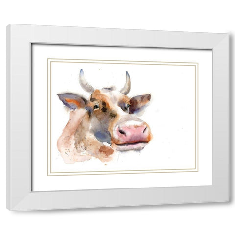Cow II White Modern Wood Framed Art Print with Double Matting by Shefranov, Olga