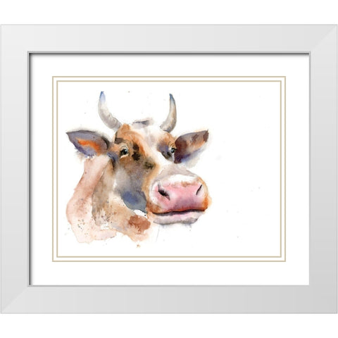 Cow II White Modern Wood Framed Art Print with Double Matting by Shefranov, Olga