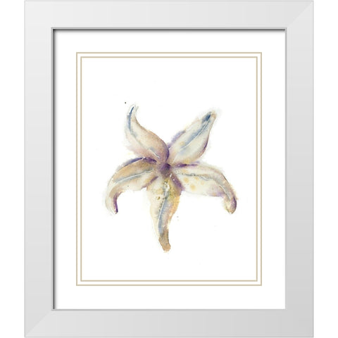 Starfish White Modern Wood Framed Art Print with Double Matting by Shefranov, Olga