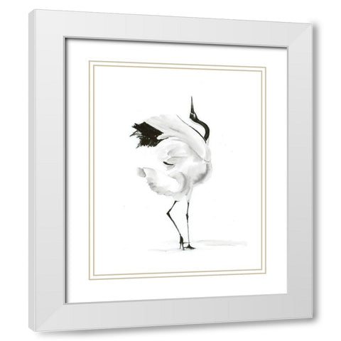 Dancing Bird I White Modern Wood Framed Art Print with Double Matting by Shefranov, Olga