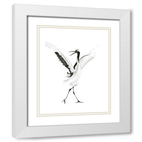 Dancing Bird II White Modern Wood Framed Art Print with Double Matting by Shefranov, Olga