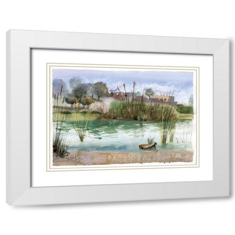 Pond White Modern Wood Framed Art Print with Double Matting by Shefranov, Olga