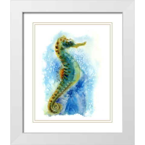 Seahorse I White Modern Wood Framed Art Print with Double Matting by Shefranov, Olga