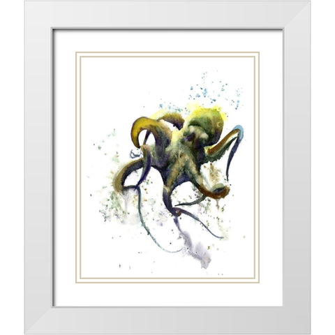 Octopus I White Modern Wood Framed Art Print with Double Matting by Shefranov, Olga