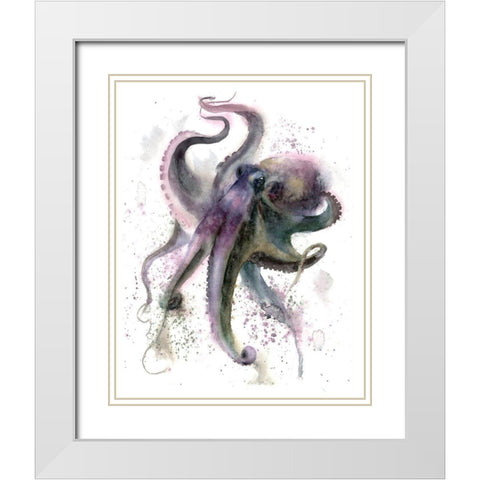 Octopus II White Modern Wood Framed Art Print with Double Matting by Shefranov, Olga