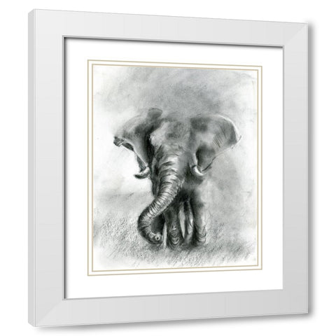 Elephant Joy BW White Modern Wood Framed Art Print with Double Matting by Shefranov, Olga