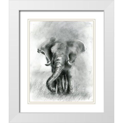 Elephant Joy BW White Modern Wood Framed Art Print with Double Matting by Shefranov, Olga