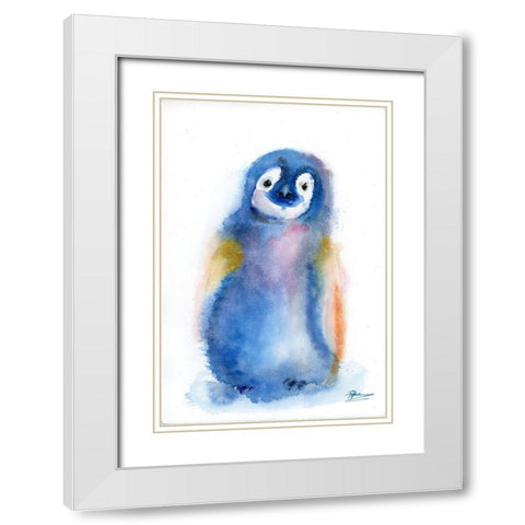 Colorful Penguin White Modern Wood Framed Art Print with Double Matting by Shefranov, Olga
