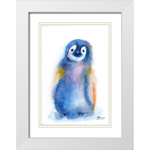 Colorful Penguin White Modern Wood Framed Art Print with Double Matting by Shefranov, Olga