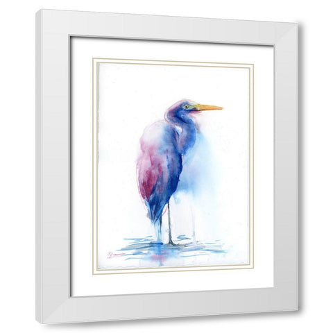Blue Ibis White Modern Wood Framed Art Print with Double Matting by Shefranov, Olga