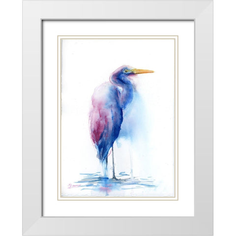 Blue Ibis White Modern Wood Framed Art Print with Double Matting by Shefranov, Olga