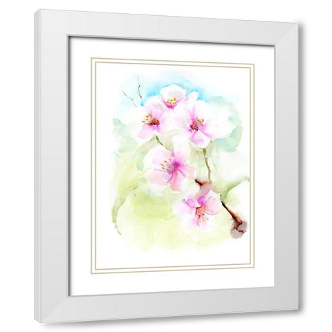 Blossoms White Modern Wood Framed Art Print with Double Matting by Shefranov, Olga