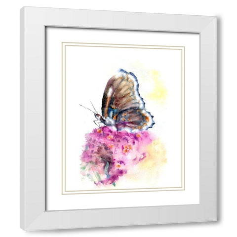 Butterfly White Modern Wood Framed Art Print with Double Matting by Shefranov, Olga