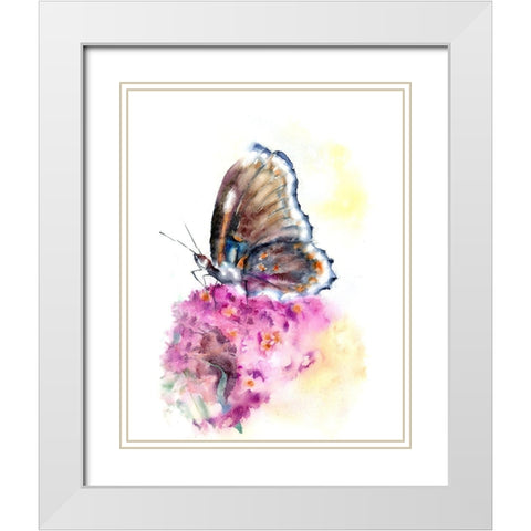 Butterfly White Modern Wood Framed Art Print with Double Matting by Shefranov, Olga