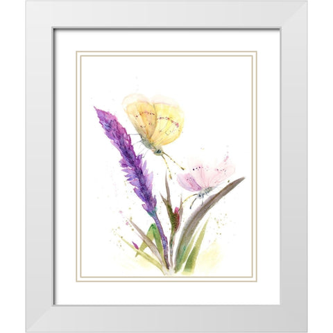 Two Butterflies White Modern Wood Framed Art Print with Double Matting by Shefranov, Olga