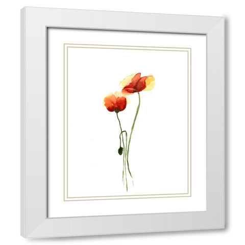 Poppy White Modern Wood Framed Art Print with Double Matting by Shefranov, Olga