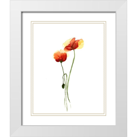 Poppy White Modern Wood Framed Art Print with Double Matting by Shefranov, Olga