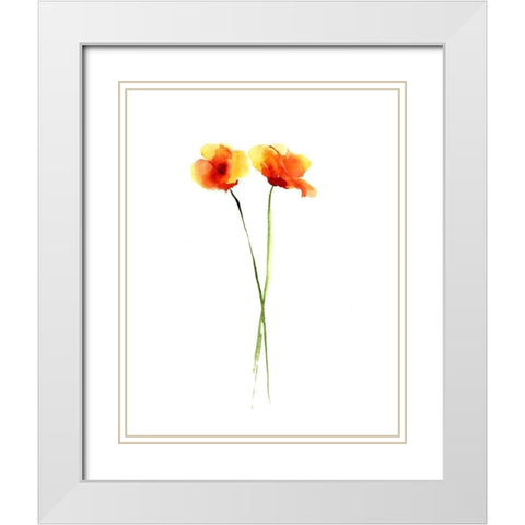 Poppy II White Modern Wood Framed Art Print with Double Matting by Shefranov, Olga