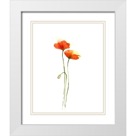 Poppy III White Modern Wood Framed Art Print with Double Matting by Shefranov, Olga