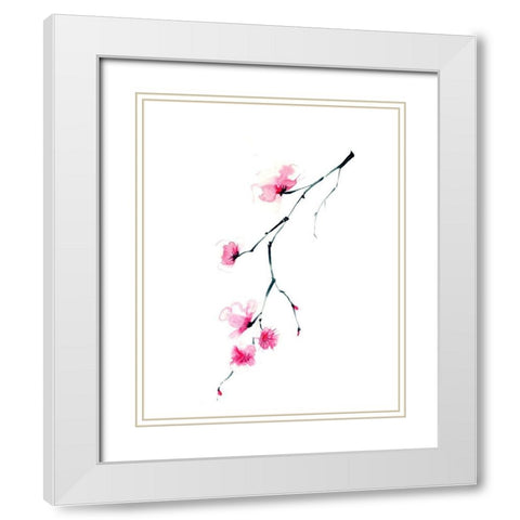 Cherry Blossom II White Modern Wood Framed Art Print with Double Matting by Shefranov, Olga