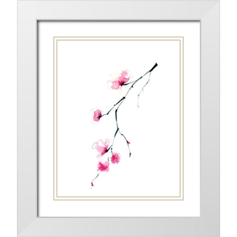 Cherry Blossom II White Modern Wood Framed Art Print with Double Matting by Shefranov, Olga