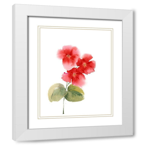 Red Flowers I White Modern Wood Framed Art Print with Double Matting by Shefranov, Olga