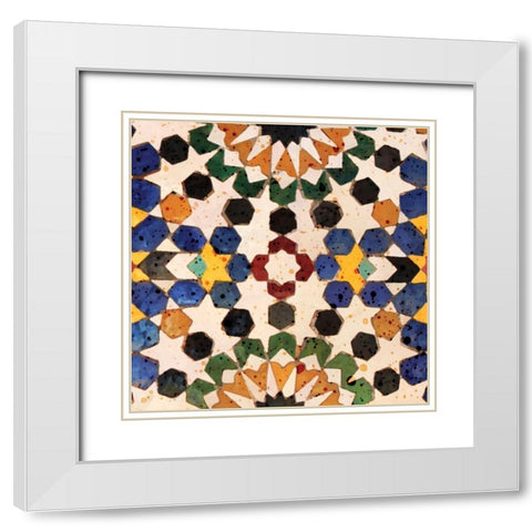 Spanish Table White Modern Wood Framed Art Print with Double Matting by BoMo