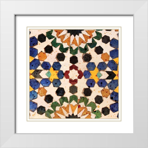 Spanish Table White Modern Wood Framed Art Print with Double Matting by BoMo