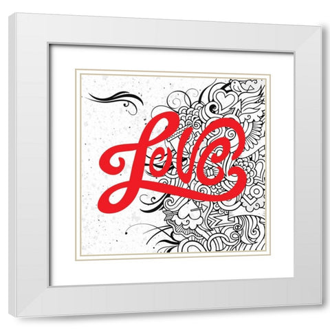 Lovin White Modern Wood Framed Art Print with Double Matting by BoMo