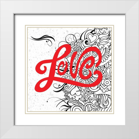 Lovin White Modern Wood Framed Art Print with Double Matting by BoMo