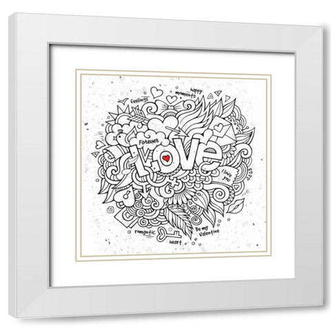 Love Cloud White Modern Wood Framed Art Print with Double Matting by BoMo