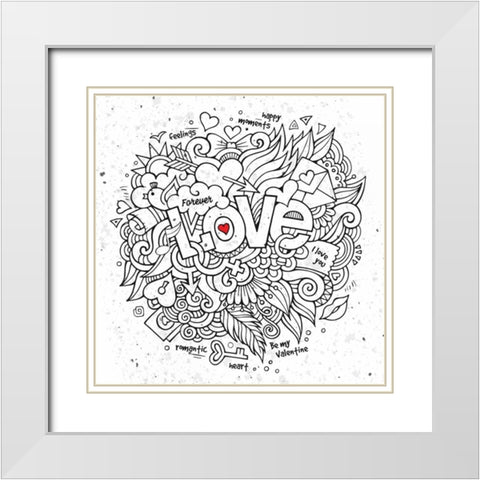 Love Cloud White Modern Wood Framed Art Print with Double Matting by BoMo