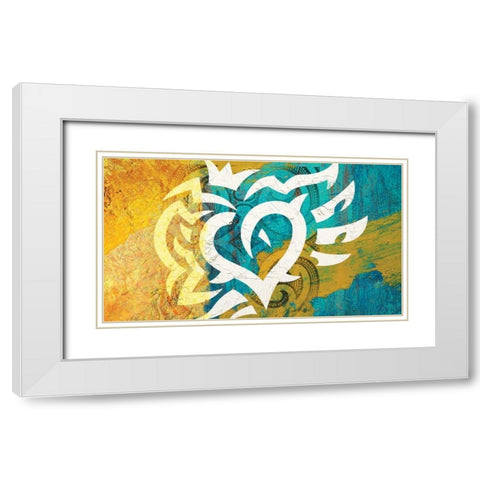 Inca Heart White Modern Wood Framed Art Print with Double Matting by BoMo