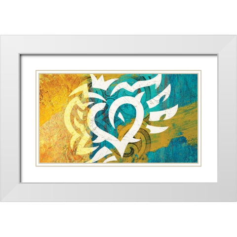 Inca Heart White Modern Wood Framed Art Print with Double Matting by BoMo