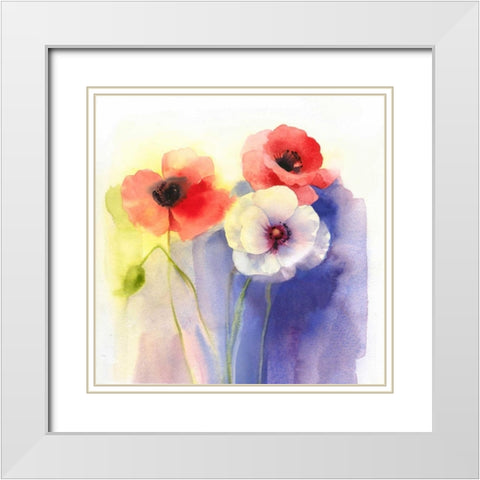 Watercolor Floral White Modern Wood Framed Art Print with Double Matting by P.S. Art Studios