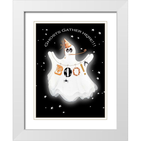 Ghosts Gather White Modern Wood Framed Art Print with Double Matting by P.S. Art Studios